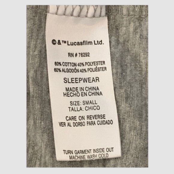 Star Wars Crop Sleep T-Shirt Chewie is My Copilot Women Sz S Gray & Pink #217B - Picture 5 of 6